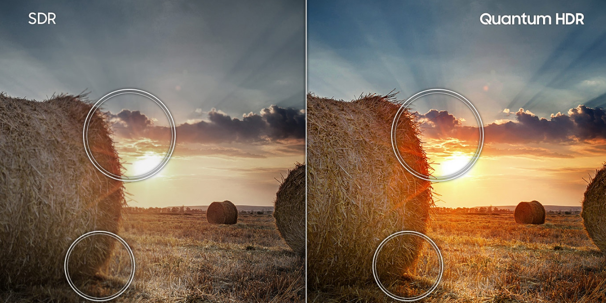 Comparison of an image with and without Quantum Dot technology