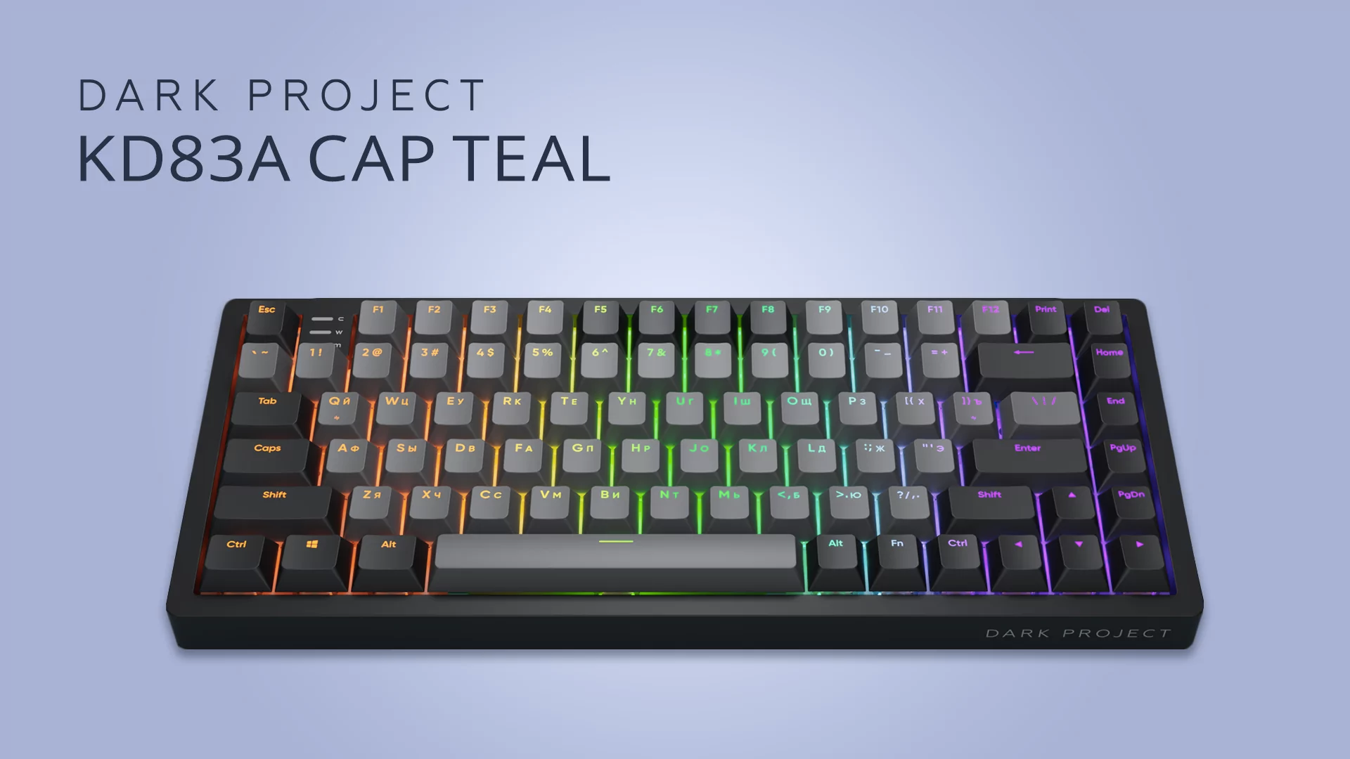 KD83a Mechanical Cap Teal - black and gray classic keyboard with Cap Teal switches
