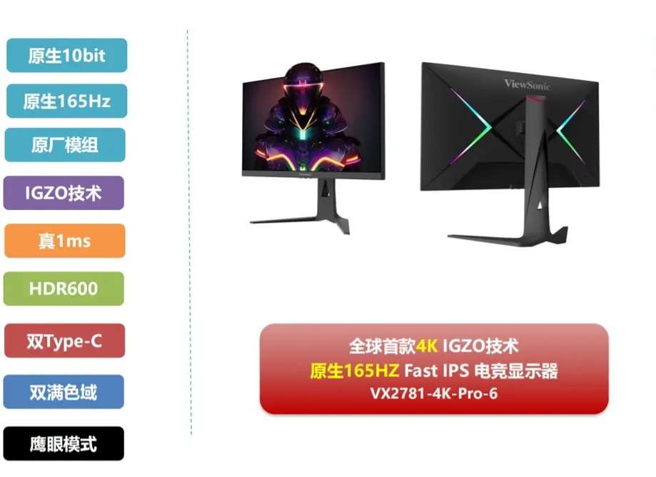 ViewSonic Unveils World's First 4K IGZO 165Hz Fast IPS Gaming Monitor