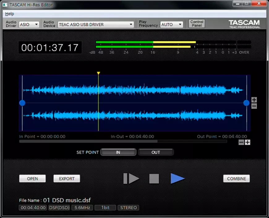 Tascam Hi-Res Editor - a tool for editing DSD master recordings