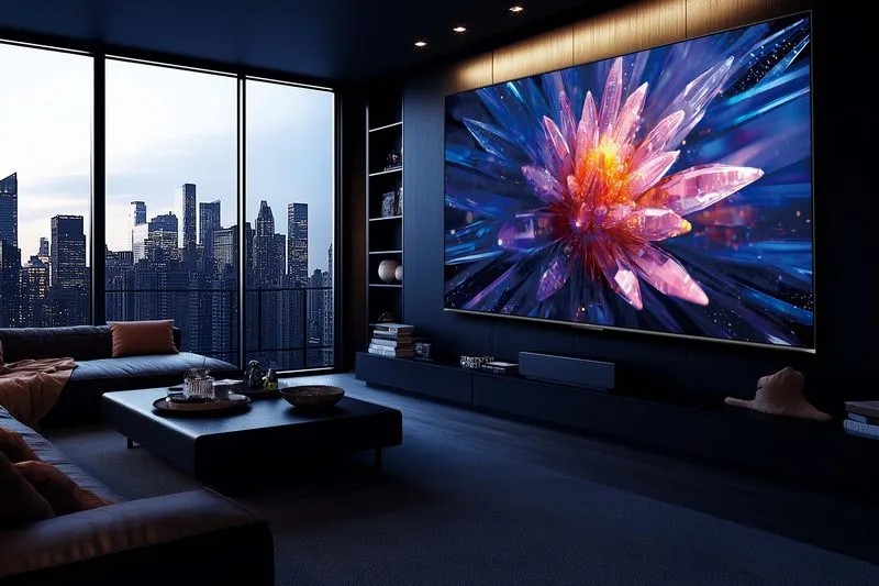 The TV is based on a 100-inch QLED+ panel with a 4K resolution (3840 × 2160 pixels), support for displaying 1.07 billion shades, 93% coverage of the DCI-P3 color space and color accuracy at ΔE < 2. Typical brightness is declared at 400 cd/m², peak - up to 800 cd/m²; static contrast is 5000:1. The TV supports all key HDR formats: Dolby Vision, HDR10+ and HLG.