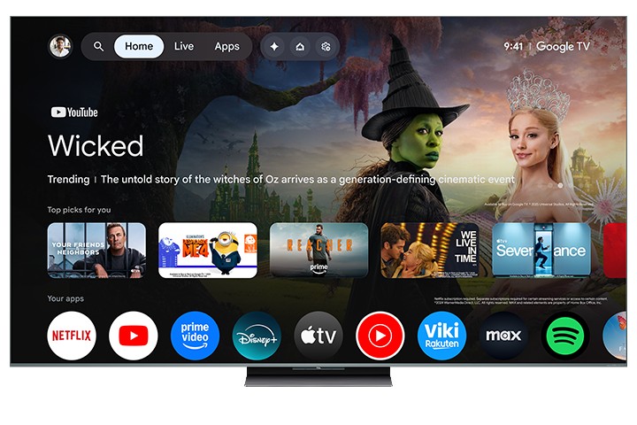 The TCL QM9K comes with Google TV version 14, which brings Google's Gemini AI to TV for the first time.