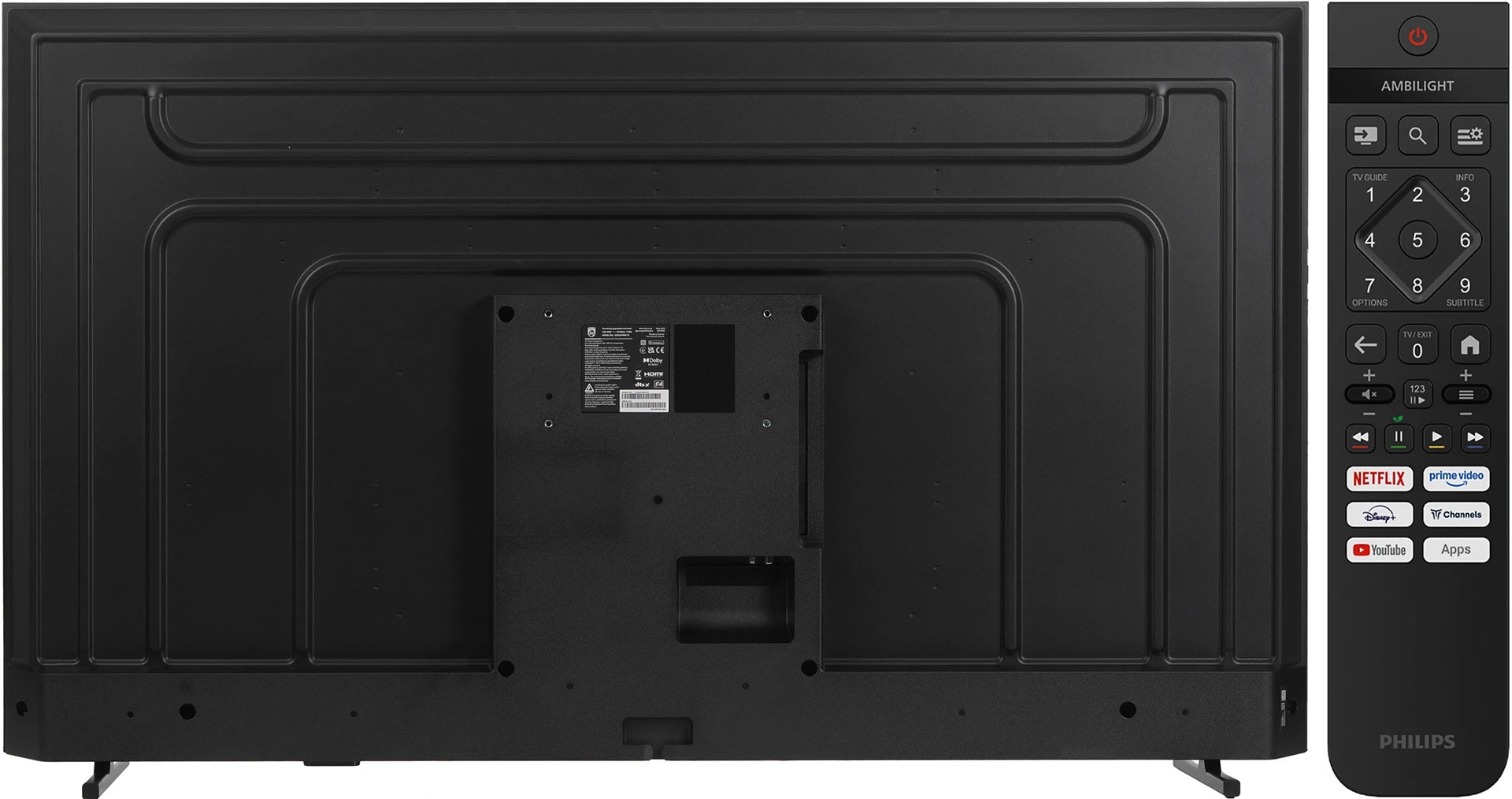 In terms of connections, the Philips PUS7000 TV has three HDMI 2.0 ports on the rear panel (one of which supports eARC /ARC). There are also two USB ports, one optical audio output, an Ethernet port, and a headphone mini-jack located along the left edge of the TV. Two antenna ports face downward. Wi-Fi and Bluetooth 5.2 are also supported.