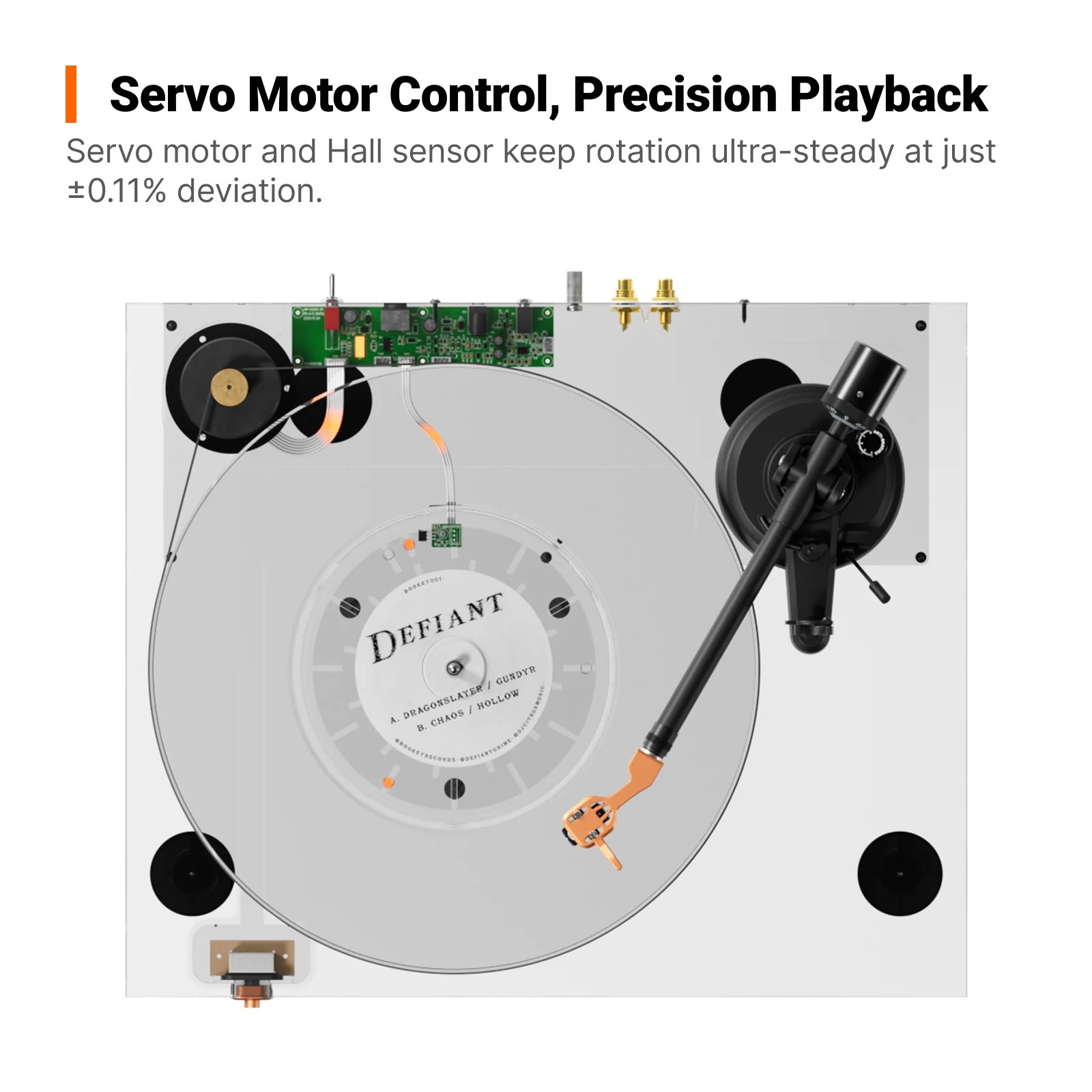 Fosi Audio LUNA 3 Ditches the Extras and Focuses Entirely on Better Vinyl Sound 9 A Hall-effect sensor-controlled servo motor ensures rotational stability, and the rear panel features an RCA output, ground, speed control jack, 12V trigger out, and a separate auto stop switch.